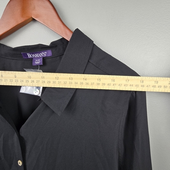 ROAMANS Sheer Button-Up Tunic Blouse Black  Womens Plus Size 24W Business Casual - Picture 7 of 14